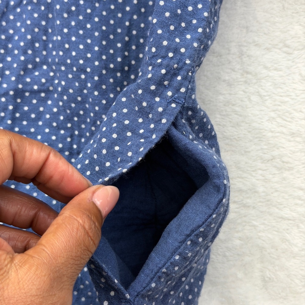 Levis Polka Dot Shirt Dress Sz M Long Sleeve Pajama Lounge w/ Pockets - Picture 6 of 10